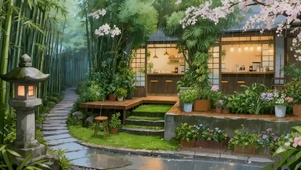雨天樱花小屋