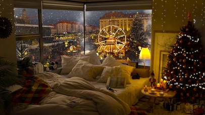 唯美雪天新年房间