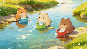 溪边呆萌小仓鼠