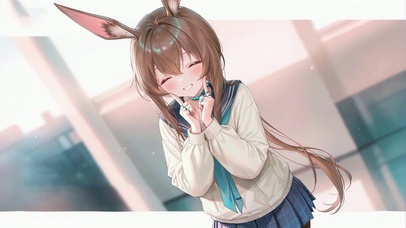 可爱微笑兔耳美少女