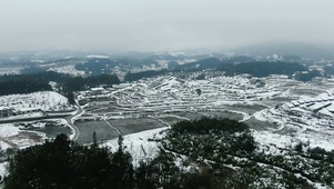4K航拍冬天农田雪景