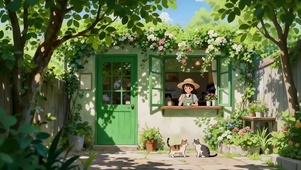 夏日绿色小院子