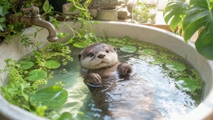 可爱水上小海獭