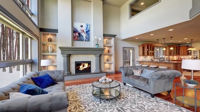 雪天在豪华木屋里