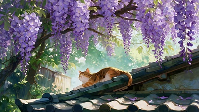 旧屋檐上的猫