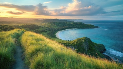 落日清新海岛海岸