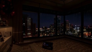 璀璨城市夜晚雨