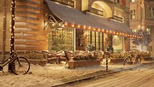 冬季飘雪街道