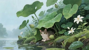 避雨萌猫