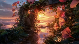 花海日落