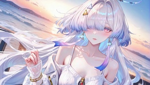 白毛海边女孩.莫宁