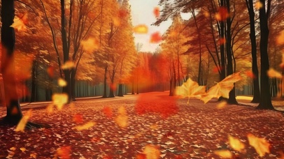 唯美秋季黄叶飘落