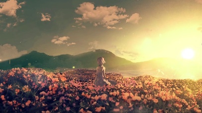 夕阳花海少女