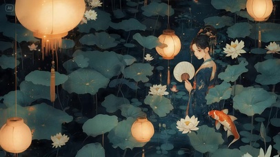 江南水乡 锦鲤莲花