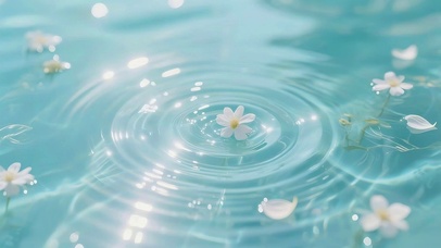 蓝色水面小花