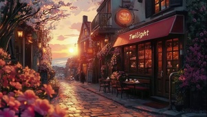 海边浪漫春日城市商店