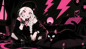 暗黑甜酷美少女与黑猫