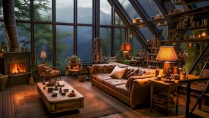 深山小屋玻璃雨