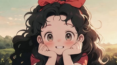 托腮的动漫插画女孩