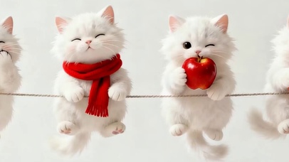可爱一群猫咪带鱼屏