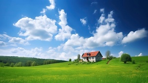 唯美自然小屋风景