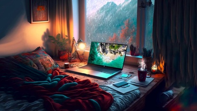 安静的雨天房间