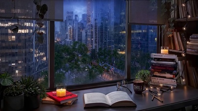 夜晚城市街道雨