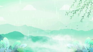 唯美柳树青山