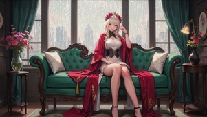 【雨景】沙发上休息的女神