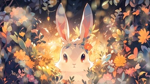 花丛中的小兔子