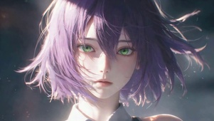 紫发绿瞳光影二次元美少女