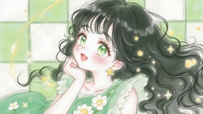 绿衣星语清新少女