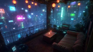 阳台城市夜景
