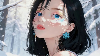 冬季森林女孩