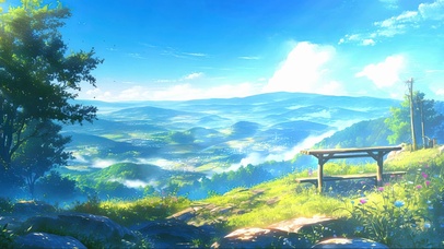 蓝天阳光俯瞰云雾群峰