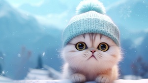 戴帽超萌小猫咪