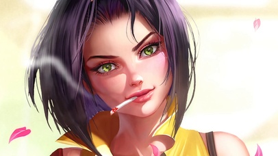 叼着香烟的女孩