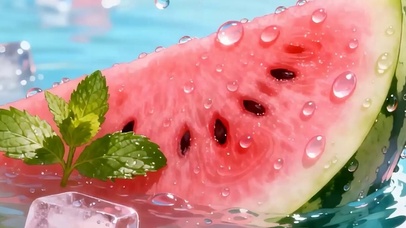 夏天西瓜冰块带鱼屏