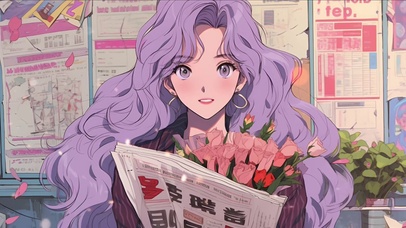 紫发动漫插画女孩