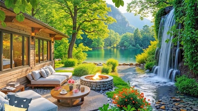 4k护眼门前泉水