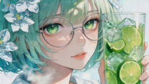 可爱短发青柠女孩