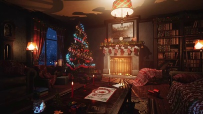 舒适的卧室白色圣诞氛围