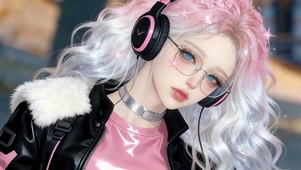 戴耳机女孩