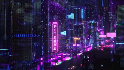 赛博朋克城市夜景