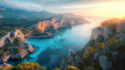 日出阳光海岛悬崖