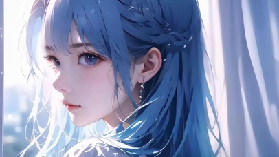 清纯蓝发少女