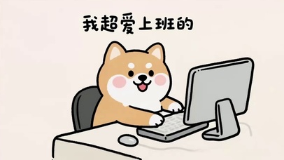 可爱柴犬超爱上班