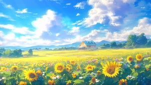 蓝天阳光向日葵花海