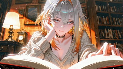 托腮享读书时光嘉贝莉娜