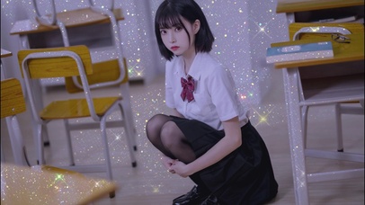 教室里黑丝萝莉少女